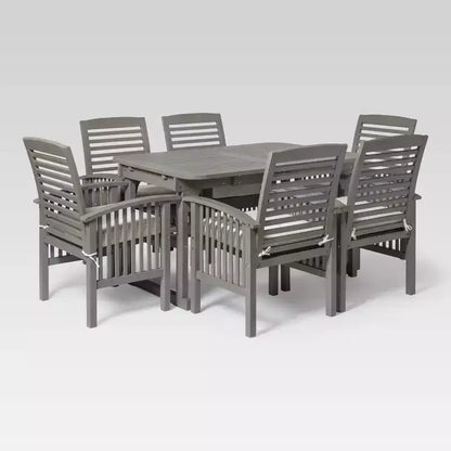 Ravenscroft 7pc Acacia Wood Patio Dining Set with Expandable Table Gray Wash - Saracina Home