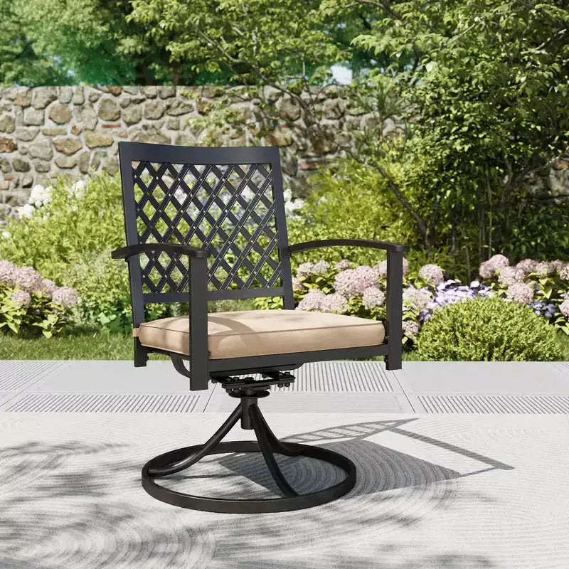 Ensemble de salle à manger d'extérieur 7 pièces avec table rectangulaire avec trou pour parasol et chaises pivotantes - Captiva Designs