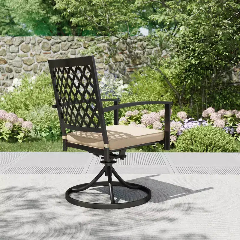Ensemble de salle à manger d'extérieur 7 pièces avec table rectangulaire avec trou pour parasol et chaises pivotantes - Captiva Designs