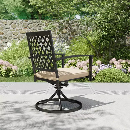 Ensemble de salle à manger d'extérieur 7 pièces avec table rectangulaire avec trou pour parasol et chaises pivotantes - Captiva Designs