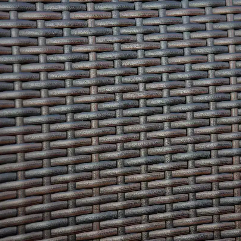 Ensemble de salle à manger 7 pièces pour terrasse avec table rectangulaire en acier et chaises latérales fermées en rotin bleu/marron - Captiva Designs