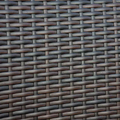 Ensemble de salle à manger 7 pièces pour terrasse avec table rectangulaire en acier et chaises latérales fermées en rotin bleu/marron - Captiva Designs