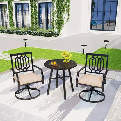 3pc All-Weather Metal/Steel Set with 2 Chairs & Round Table - Captiva Designs