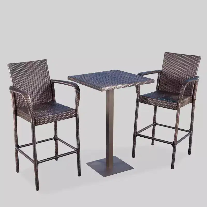 Lala 3pc Square Wicker Patio Bar Set - Brown - Christopher Knight Home: Rattan Iron Frame, Weather-Resistant