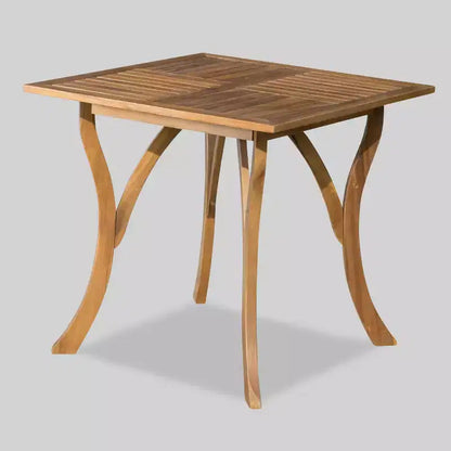 Ensemble de salle à manger 5 pièces en bois d'acacia et osier Hartford - Teck/Crème - Christopher Knight Home : Résistant aux intempéries, 4 fauteuils et table carrée