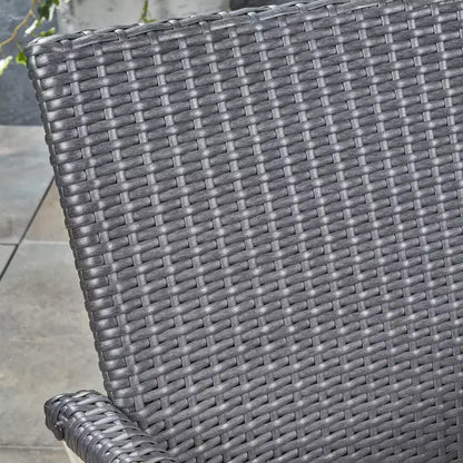 Davenport Ensemble de salle à manger extensible 9 pièces en bois et osier Gris foncé/Gris - Christopher Knight Home