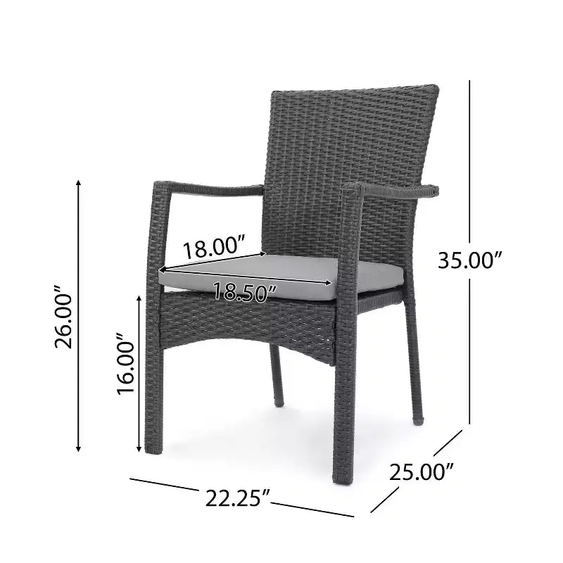 Davenport Ensemble de salle à manger extensible 9 pièces en bois et osier Gris foncé/Gris - Christopher Knight Home