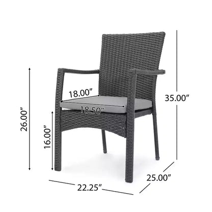 Davenport Ensemble de salle à manger extensible 9 pièces en bois et osier Gris foncé/Gris - Christopher Knight Home