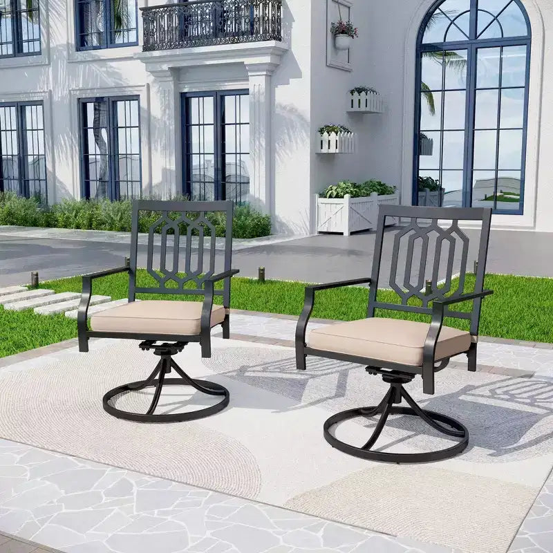 5pc Patio Set with Swivel Chairs & Square Metal Table - Captiva Designs: Outdoor Dining Furniture Set