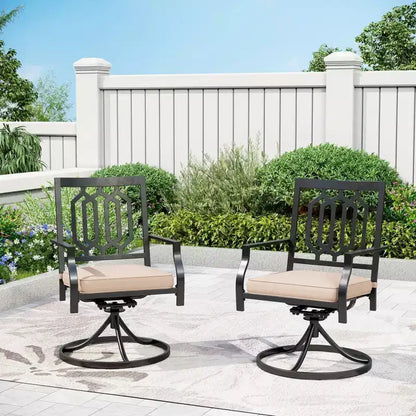 5pc Patio Set with Swivel Chairs & Square Metal Table - Captiva Designs: Outdoor Dining Furniture Set