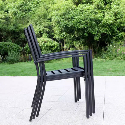 5pc Patio Set with Faux Wood Table & Metal Chairs - Captiva Designs