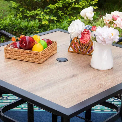 5pc Patio Set with Faux Wood Table & Metal Chairs - Captiva Designs