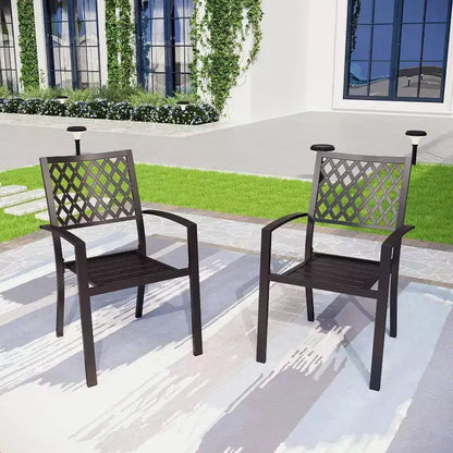 5pc Patio Set with Faux Wood Table & Metal Chairs - Captiva Designs