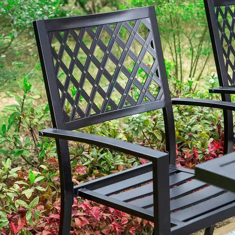 5pc Patio Set with Faux Wood Table & Metal Chairs - Captiva Designs
