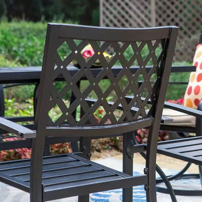 5pc Patio Set with Faux Wood Table & Metal Chairs - Captiva Designs