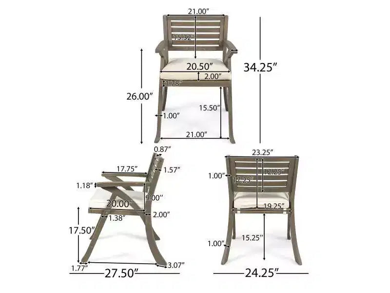 Della-Hermosa 7pc Acacia Wood Dining Set - Gray - Christopher Knight Home