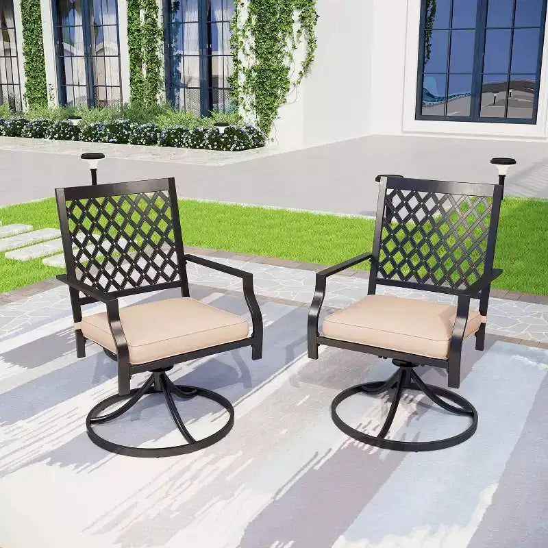 Ensemble repas d'extérieur 5 pièces avec table de 94 cm et 4 fauteuils pivotants - Captiva Designs