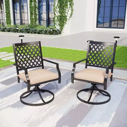 Ensemble repas d'extérieur 5 pièces avec table de 94 cm et 4 fauteuils pivotants - Captiva Designs