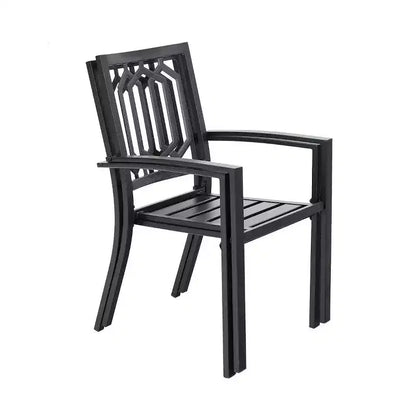 5pc Metal Indoor/Outdoor Square Dining Table with Arm Chairs & Umbrella Hole - Captiva Designs: Weather-Resistant Set
