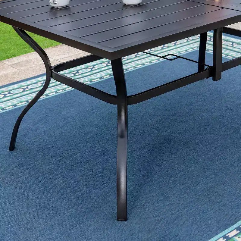 7pc Outdoor Rectangular Table & 6 Chairs with Square Design - Black - Captiva Designs