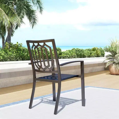 7pc Outdoor Rectangular Table & 6 Chairs with Square Design - Black - Captiva Designs