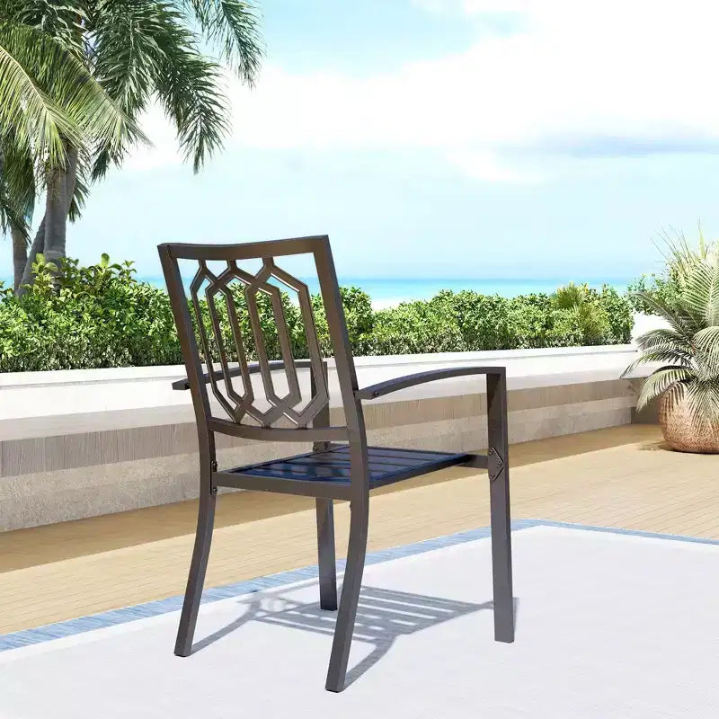 7pc Patio Dining Set with Rectangular Table with Umbrella Hole & Chairs - Captiva Designs