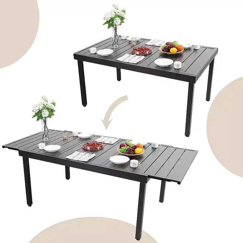 7pc Patio Dining Set with Expandable Rectangular Table & 6 PE Rattan Chairs - Captiva Designs: Weather-Resistant Outdoor Furniture