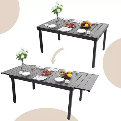 7pc Patio Dining Set with Expandable Rectangular Table & 6 PE Rattan Chairs - Captiva Designs: Weather-Resistant Outdoor Furniture