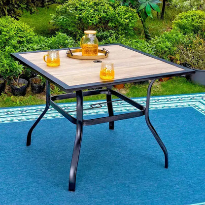 5pc 37" Wooden Top Patio Table with 4 Swivel Rocking Chairs - Captiva Designs