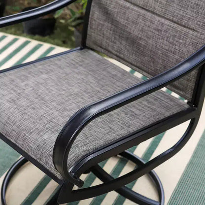 Ensemble de salle à manger de patio 3 pièces avec petite table ronde et chaises rembourrées à dossier bas pivotantes à 360° - Captiva Designs : Résistant aux intempéries, cadre en acier