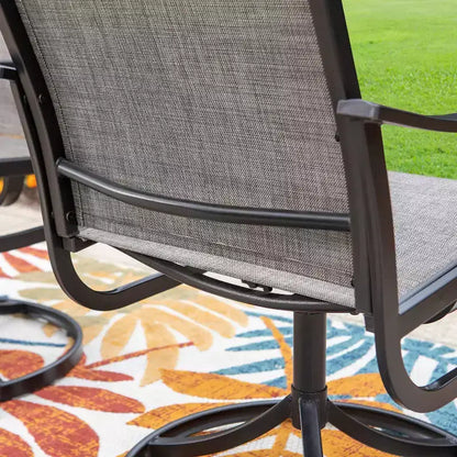 7pc Patio Dining Set with Steel Expandable Table & 360 Swivel Sling Arm Chairs - Captiva Designs: Outdoor Furniture Set