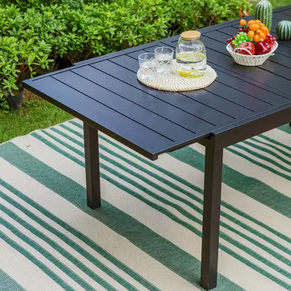 7pc Patio Dining Set with Steel Expandable Table & 360 Swivel Sling Arm Chairs - Captiva Designs: Outdoor Furniture Set