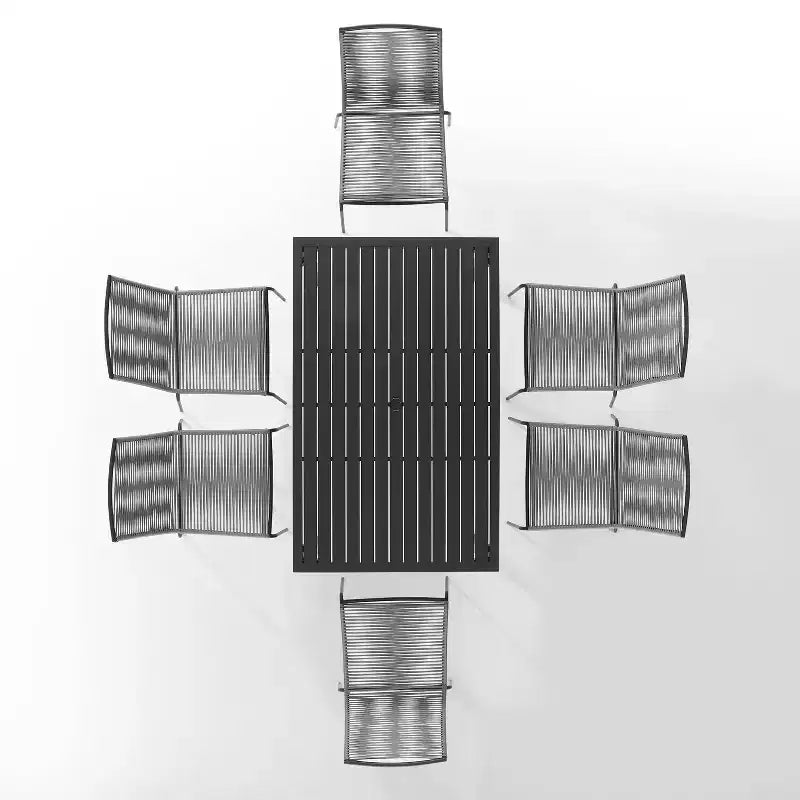Ensemble de salle à manger extérieur 7 pièces Fenton en osier et métal : Chaises empilables, résistant à l'eau et aux UV - Crosley