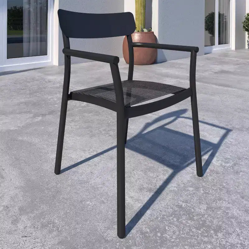 Amazonia Axe Ensemble de salle à manger de patio rectangulaire 9 pièces en aluminium noir