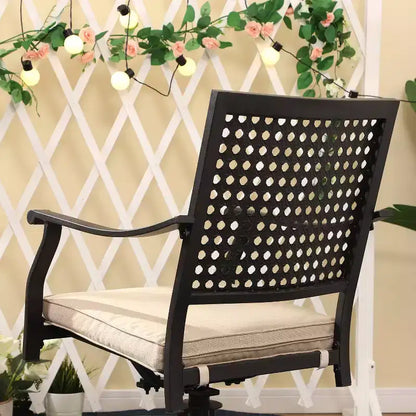 Ensemble de salle à manger d'extérieur 7 pièces avec chaises pivotantes et coussins et table extensible - Captiva Designs : Résistant aux intempéries, cadre en acier