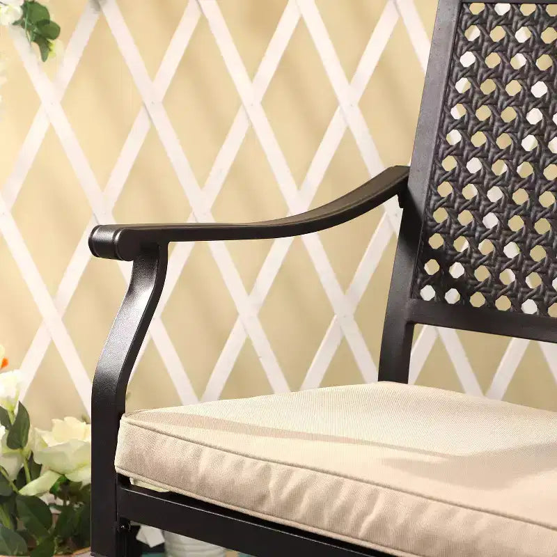 Ensemble de salle à manger d'extérieur 7 pièces avec chaises pivotantes et coussins et table extensible - Captiva Designs : Résistant aux intempéries, cadre en acier