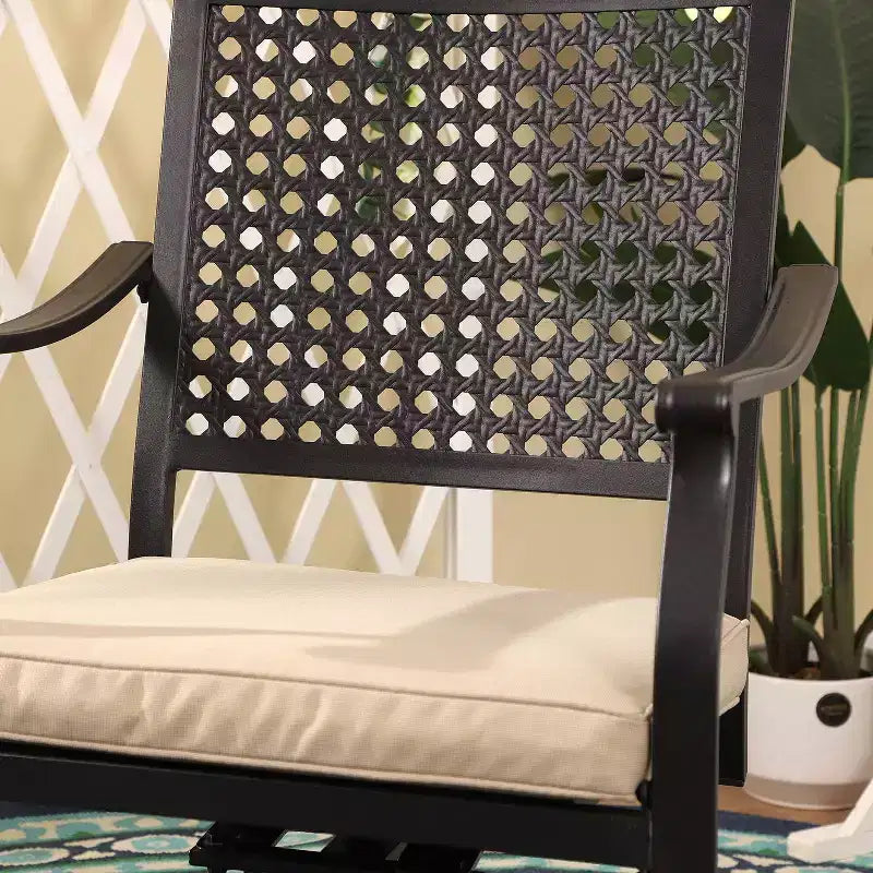 Ensemble de salle à manger d'extérieur 7 pièces avec chaises pivotantes et coussins et table extensible - Captiva Designs : Résistant aux intempéries, cadre en acier