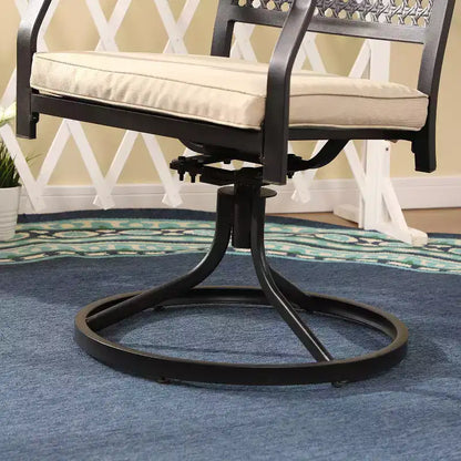 Ensemble de salle à manger d'extérieur 7 pièces avec chaises pivotantes et coussins et table extensible - Captiva Designs : Résistant aux intempéries, cadre en acier