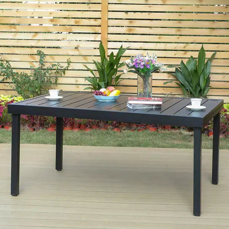 Ensemble de salle à manger d'extérieur 7 pièces avec chaises pivotantes et coussins et table extensible - Captiva Designs : Résistant aux intempéries, cadre en acier