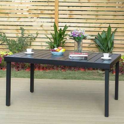 Ensemble de salle à manger d'extérieur 7 pièces avec chaises pivotantes et coussins et table extensible - Captiva Designs : Résistant aux intempéries, cadre en acier