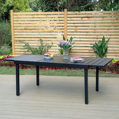 Ensemble de salle à manger d'extérieur 7 pièces avec chaises pivotantes et coussins et table extensible - Captiva Designs : Résistant aux intempéries, cadre en acier