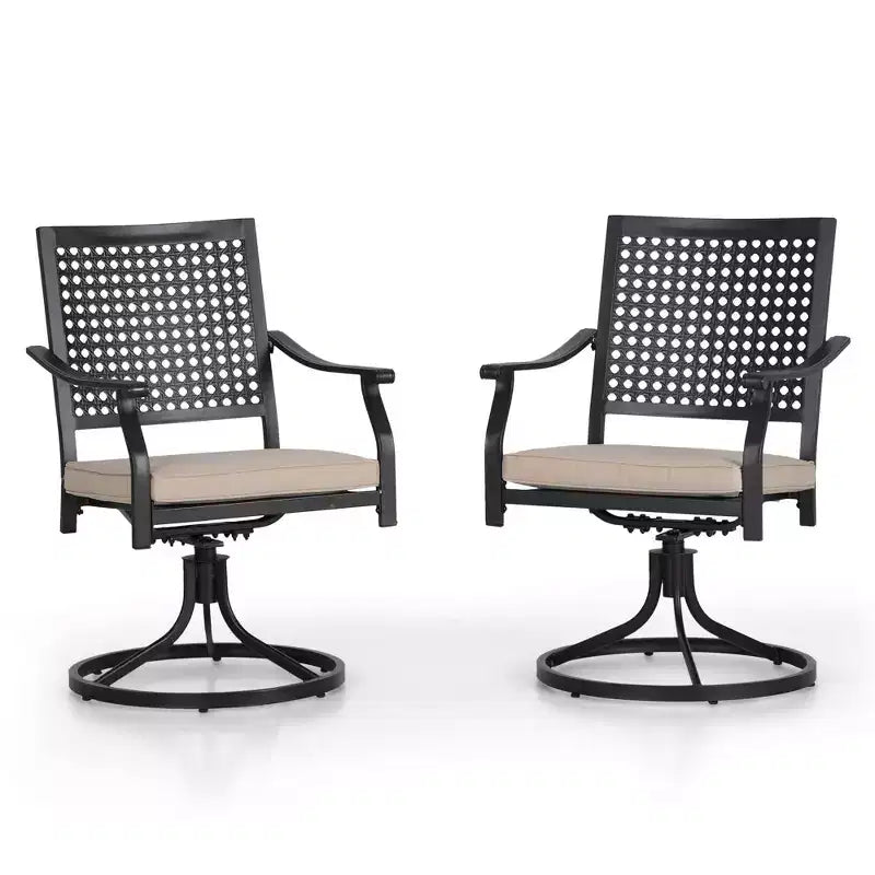 Ensemble de salle à manger d'extérieur 7 pièces avec chaises pivotantes et coussins et table extensible - Captiva Designs : Résistant aux intempéries, cadre en acier