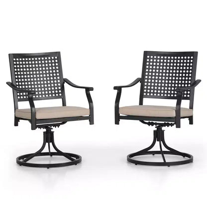 Ensemble de salle à manger d'extérieur 7 pièces avec chaises pivotantes et coussins et table extensible - Captiva Designs : Résistant aux intempéries, cadre en acier