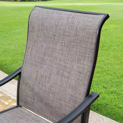 7pc Outdoor Dining Set with Steel Rectangle Table with Umbrella Hole & Swivel Chairs - Captiva Designs: Rust-Resistant, 6-Person Patio Set