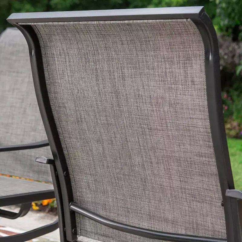 7pc Outdoor Dining Set with Steel Rectangle Table with Umbrella Hole & Swivel Chairs - Captiva Designs: Rust-Resistant, 6-Person Patio Set