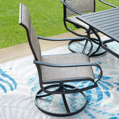 Patio Set with Steel Table with 1.57" Umbrella Hole & 360 Swivel Sling Arm Chairs - Captiva Designs