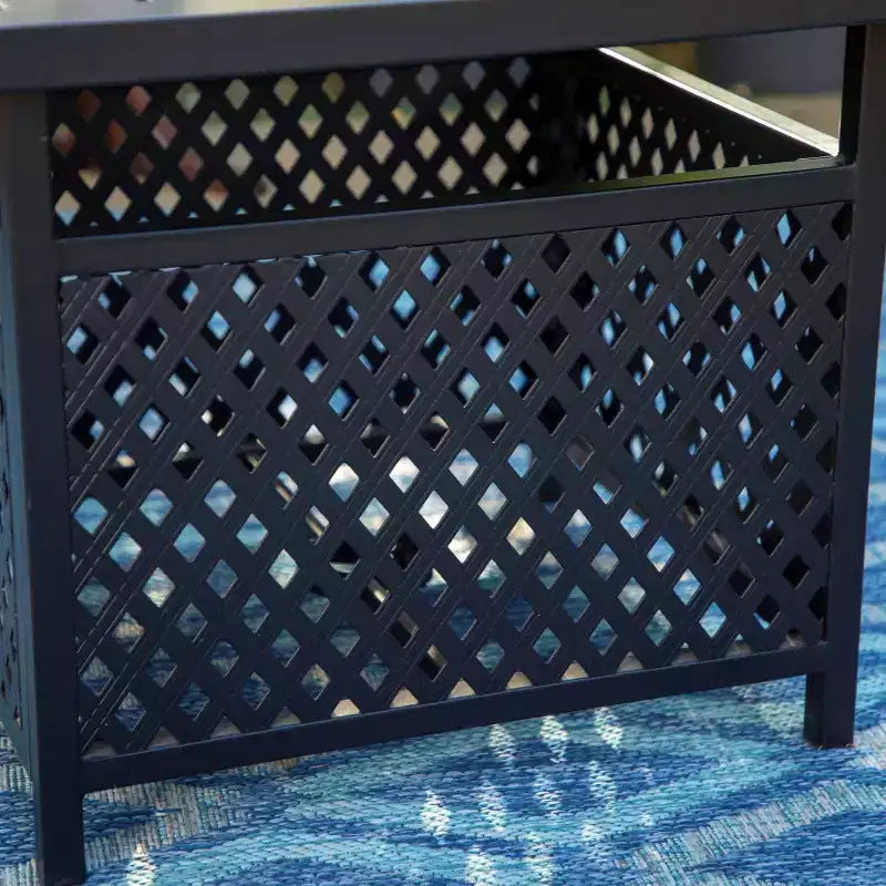 Ensemble repas de patio 3 pièces avec petite table carrée avec trou pour parasol - Captiva Designs : Résistant aux intempéries, confort à séchage rapide