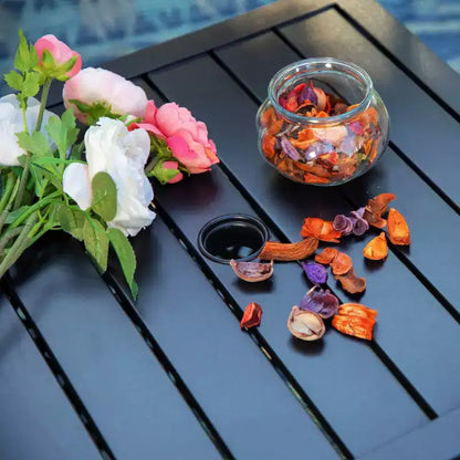 Ensemble repas de patio 3 pièces avec petite table carrée avec trou pour parasol - Captiva Designs : Résistant aux intempéries, confort à séchage rapide