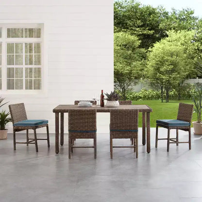 Ensemble de salle à manger 7 pièces en acier d'extérieur Bradenton Bleu marine/Brun vieilli – Crosley : avec housses de coussin amovibles, résistant aux UV