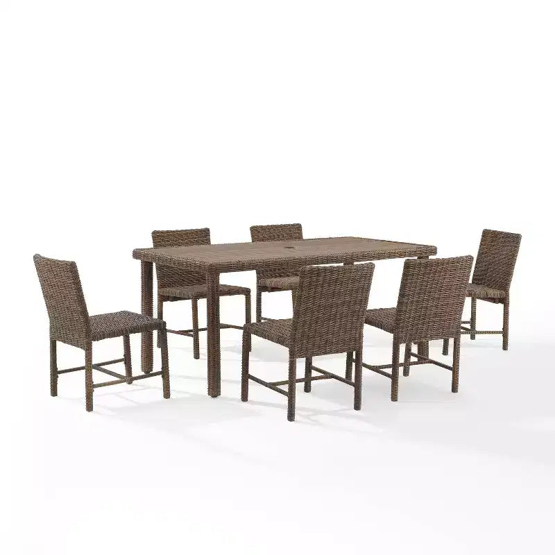 Ensemble de salle à manger 7 pièces en acier d'extérieur Bradenton Bleu marine/Brun vieilli – Crosley : avec housses de coussin amovibles, résistant aux UV